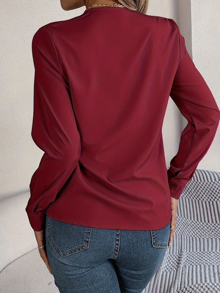 Stijlvolle Gelaagde V-Hals Blouse met Lange Mouwen