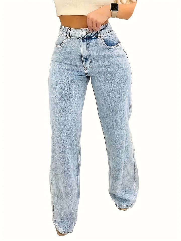 High-Waisted Stretch Jeans met Sneeuwvlok Detail