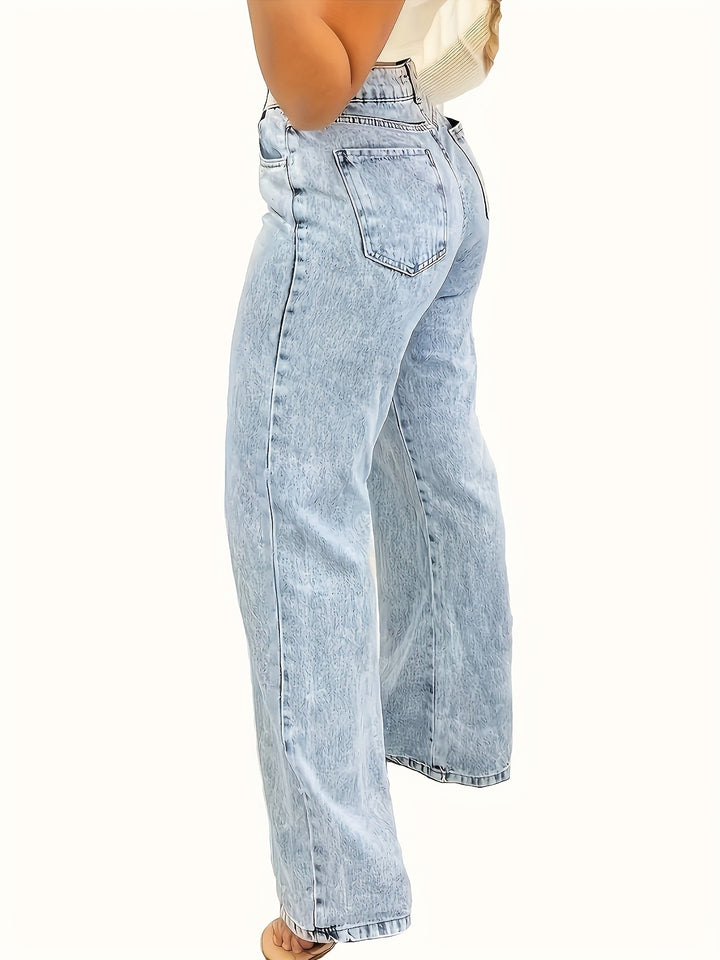 High-Waisted Stretch Jeans met Sneeuwvlok Detail