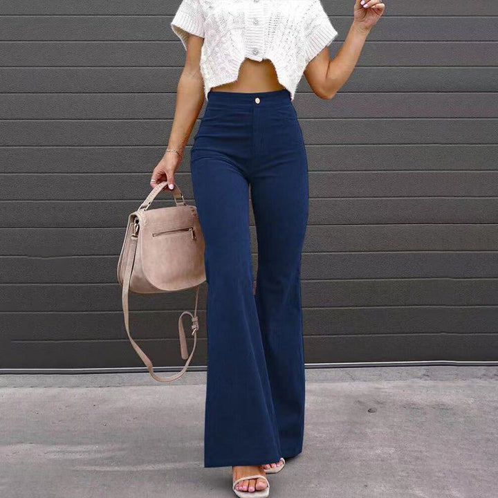 LaFashionMode - Broek met Hoge Taille en Uitlopende Pijpen